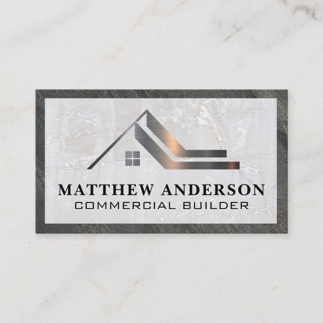 Logo "Real Anwesen" | Marble Slate Visitenkarte (Vorderseite)