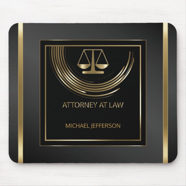 Logo-Rechtsanwalt am Gesetz - Schwarzes und Gold Mousepad (Vorne)