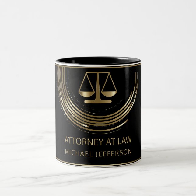 Logo-Rechtsanwalt am Gesetz - Schwarzes und Gold Zweifarbige Tasse (Mittel)