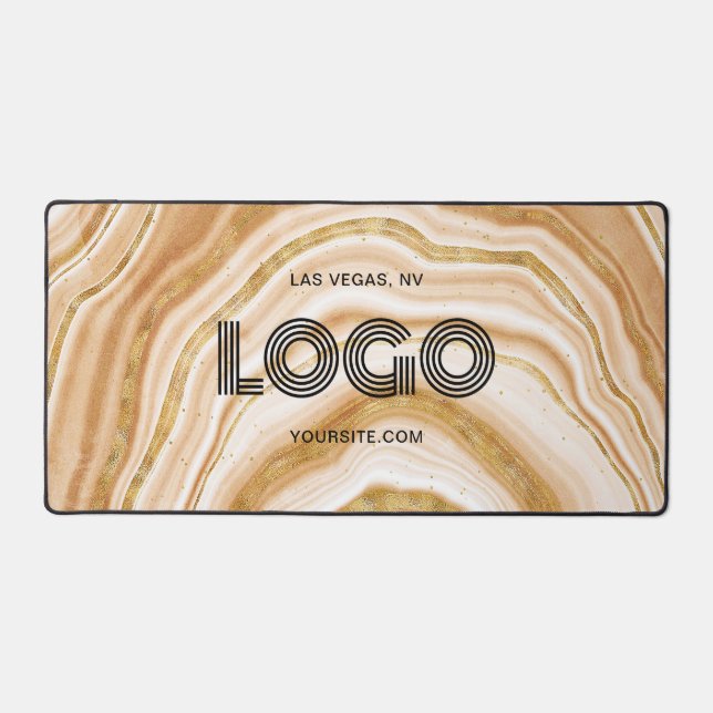 Logo Rectangulaire Moderne Faux Agate Doré (Recto)