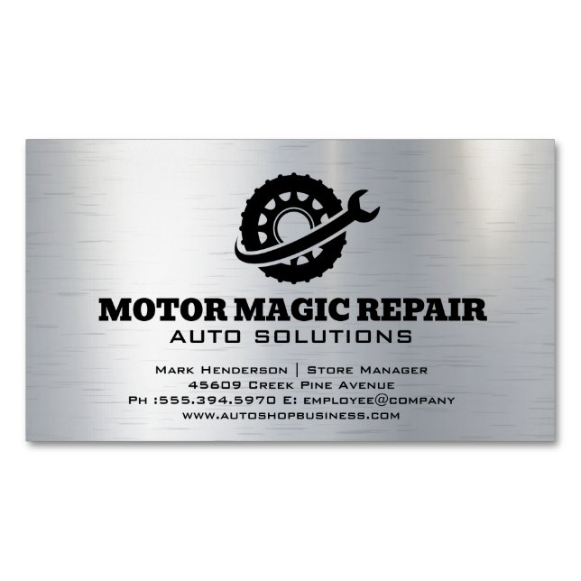 Logo "Reifenschlüssel" | Auto-Reparaturshop Magnetische Visitenkarte (Vorderseite)