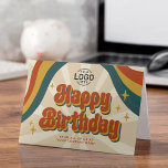 Logo-Retro Corporate Business Happy Geburtstag hin Karte<br><div class="desc">Sie suchen eine einzigartige und personalisierte Möglichkeit, Ihren Geschäftspartner, Mitarbeiter oder Kunden zum Geburtstag zu feiern? Schauen Sie sich nur unsere originellen, kundenspezifischen Geburtstagskarten an! Mit trendigem Retro-Stil und der Möglichkeit, Ihr eigenes Logo hinzuzufügen, ist diese Karte der perfekte Weg, um Ihre Wertschätzung zu zeigen und sich von der Masse...</div>