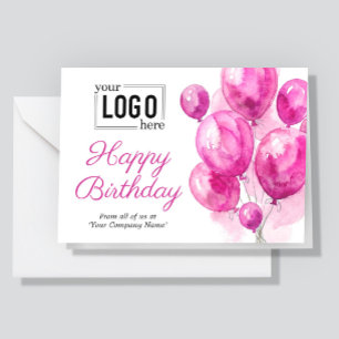 Logo Rosa Künstlerische Luftballons Geschäft Gebur Karte