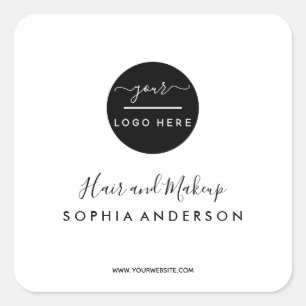 Logo Rosa Pinselstrich Typografie Haar Make-up Qua Quadratischer Aufkleber
