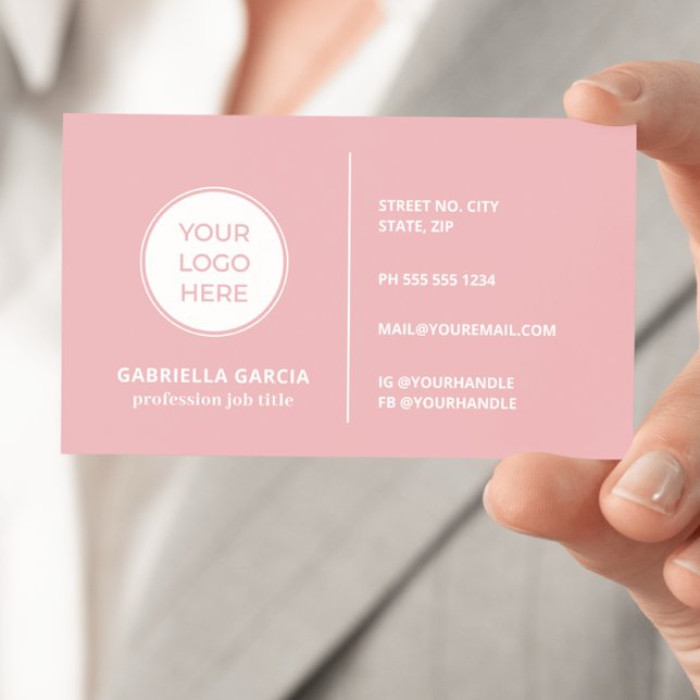 Logo rose Dusty Carte de visite de code QR (Front side of the card shown in 3.5 x 2.0 inch, add your QR Code and webpage on the back side.)