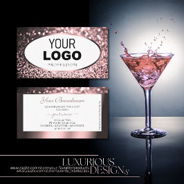 Logo-Rose für den Edelstahl-Glitzer mit rosa und w Visitenkarte