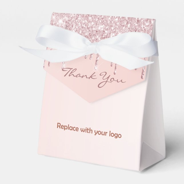 Logo Rose Gold Schwarz Glitzer Tropfen Schönheitss Geschenkschachtel (Vorderseite)