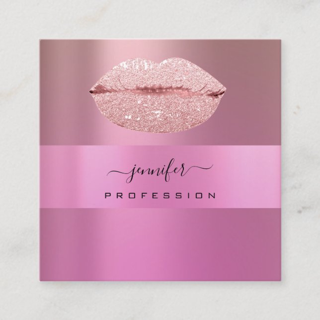 Logo Rose Ips Rosa Beruflich Makeup Artist Quadratische Visitenkarte (Vorderseite)
