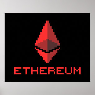 Logo rouge Ethereum ETH 8 bits   Poster