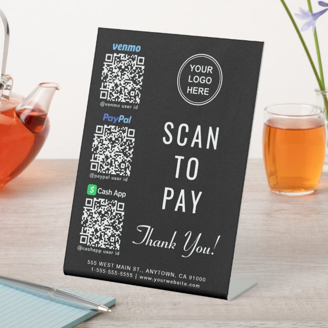 Logo-Scan, um Venmo Paypal CashApp QR Codes zu bez Sockelschild (In Situ)