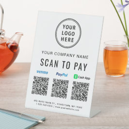Logo-Scan zur Bezahlung Paypal Venmo CashApp QR Co Sockelschild