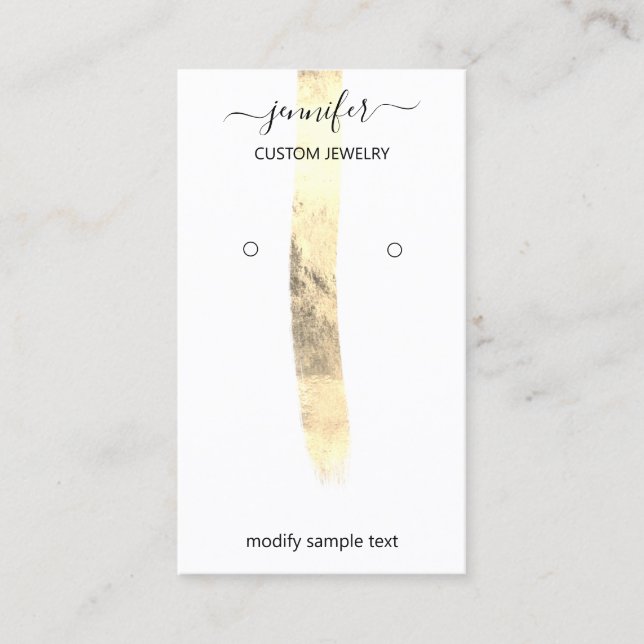 Logo Schmuck Card Social Media Gold White Visitenkarte (Vorderseite)