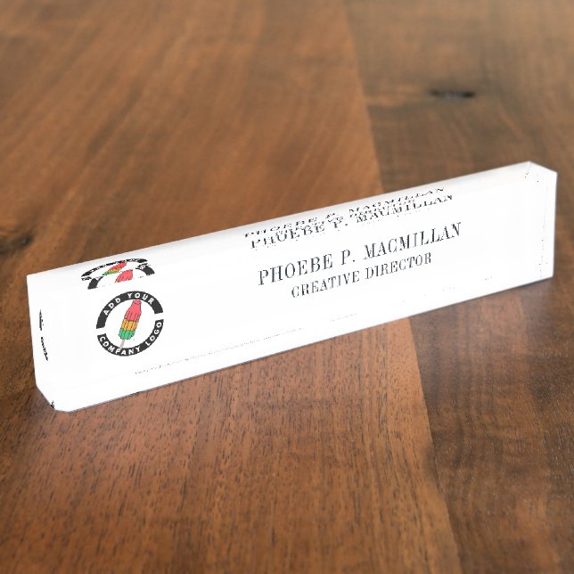 Logo-Schreibtisch mit benutzerdefinierter Führungs Namensplakette (Seite)