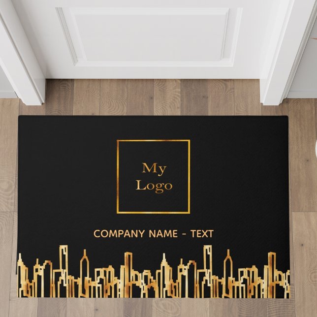 Logo Schwarz Gold City Skyline Business Real Anwes Fußmatte (Von Creator hochgeladen)