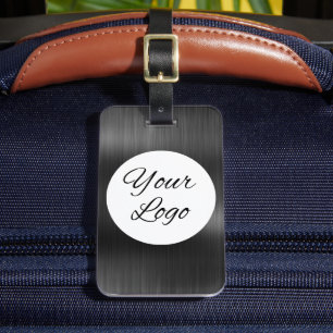 Logo Schwarz Grau Faux-Metall Stahl Gestylt Hinzuf Gepäckanhänger