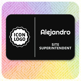 Logo Schwarz Weiß Minimal Mitarbeiter-ID Namensschild