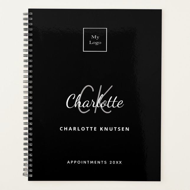 Logo-Schwarz-weiß-Monogramm-Initialgeschäft Planer (Vorderseite)