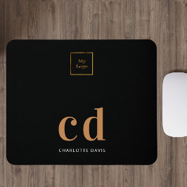 Logo schwarze Gold Monogramm Initialen Geschäft Mousepad