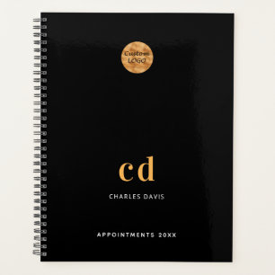 Logo schwarze Gold Monogramm Initialen Geschäft Planer