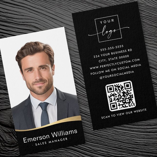 Logo schwarze Imitate goldenes Foto Logo QR-Code (Logo black faux golden wave Photo logo QR code)