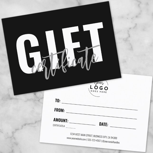 Logo-Script-Geschenkgutschein Visitenkarte (Logo Script Business Gift Certificate Voucher)