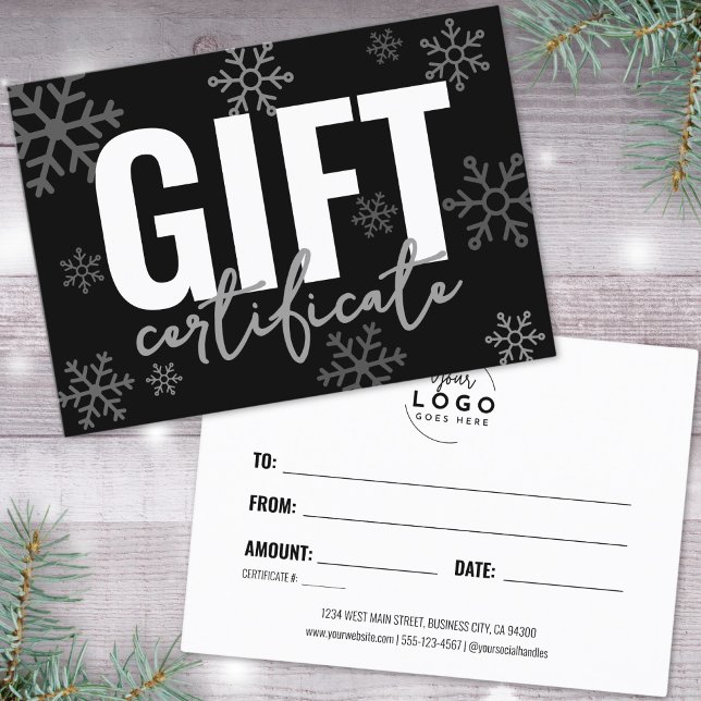Logo Script moderne Certificat cadeau d'entreprise (Logo Modern Script Business Gift Certificate)