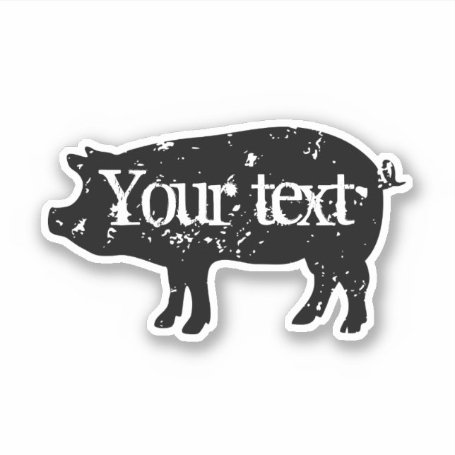 Logo silhouette de porc noir autocollant vinyle pe (Devant)