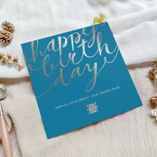 Logo Silver Script Buchstaben Aquamarin Blue Gebur Karte