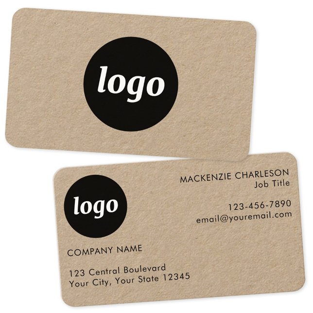 Logo simple et Carte de visite Kraft texte (Logo and text custom professional minimalist business card)