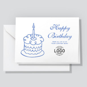 Logo Simple Gribouillis Bleu Carte D'anniversaire 