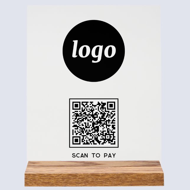Logo simple numérisation de code QR pour Pay Busin (Logo QR code Scan to Pay acrylic sign for cafe bar restaurant shop store market show stall business)