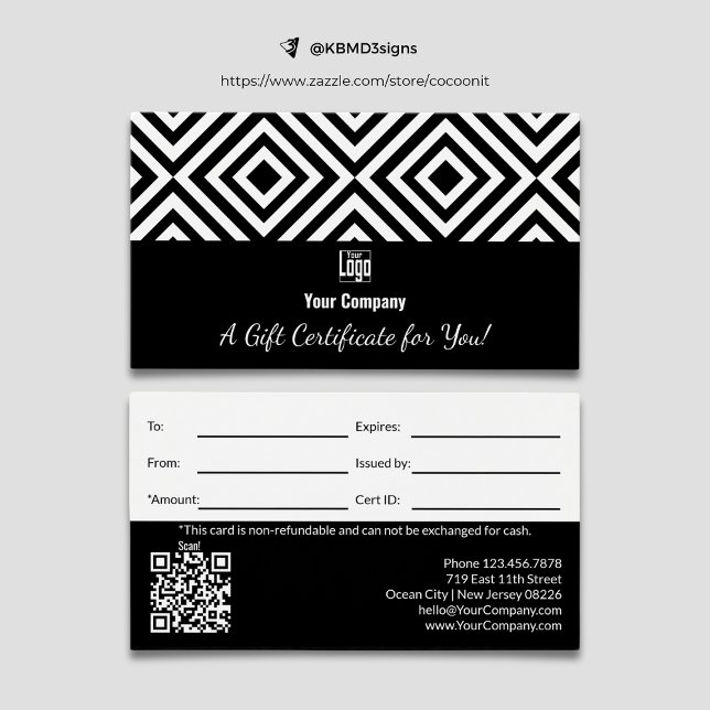 Logo simple QR Code certificat cadeau promotionnel (Créateur téléchargé)