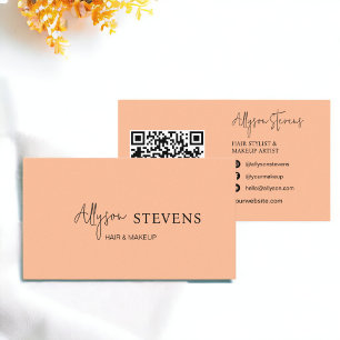 Logo-Skript Chic Pfirsichhaar Make-up qr-Code Visitenkarte