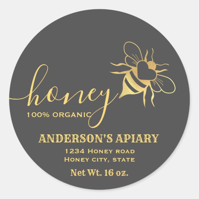 Logo-Skript für Goldbienen Runder Aufkleber (Vorderseite)