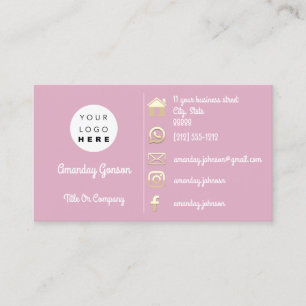 Logo Social Media Gold QR Code Adresse Rosa Pulver Visitenkarte