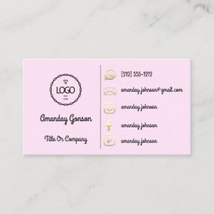 Logo Social Media Gold QR Code Gold Pink Visitenkarte