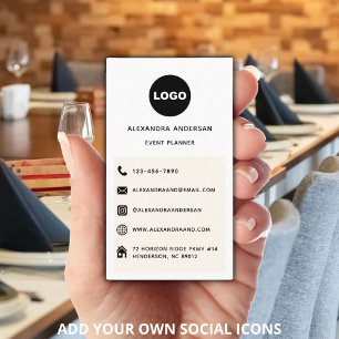 Logo Social Media Icons Modern Minimalistisch Visitenkarte