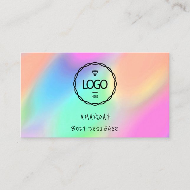 Logo Social Media QR Code Gold Holographic Visitenkarte (Vorderseite)
