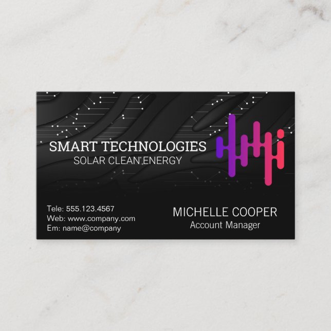 Logo "Solar Energy Power" | Tech Business Card Visitenkarte (Vorderseite)