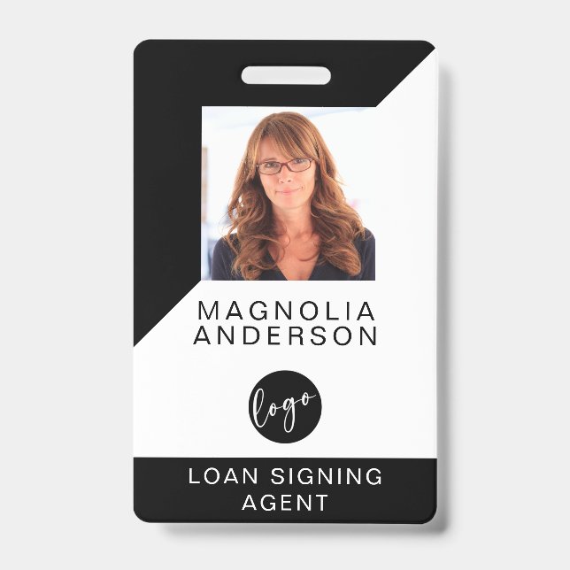 Logo-Strichcode Schwarz-weiß Moderne Mitarbeiter-I Ausweis (Front)