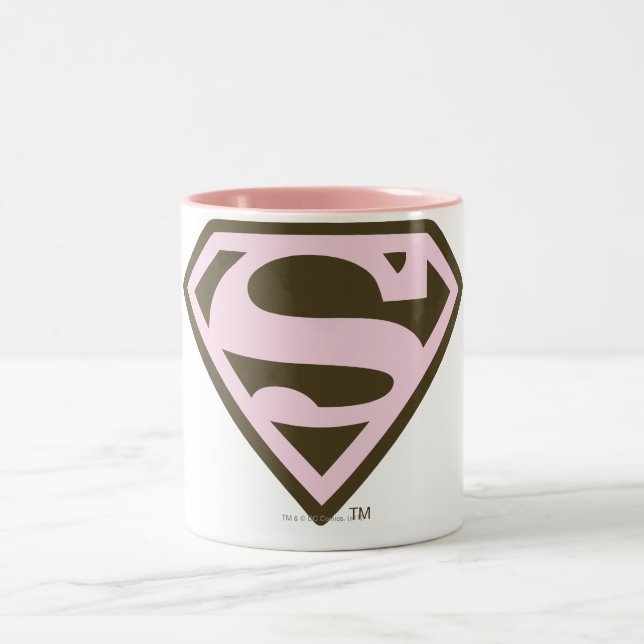 Logo "Supergirl Pink and Brown" Zweifarbige Tasse (Mittel)