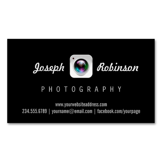 Logo-Symbol für berufliche Fotokamera-Linsen Magnetische Visitenkarte (Vorderseite)