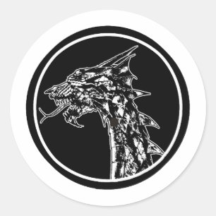 Logo-Symbol für die Silhouette von Schwarzweiß-Wal Runder Aufkleber