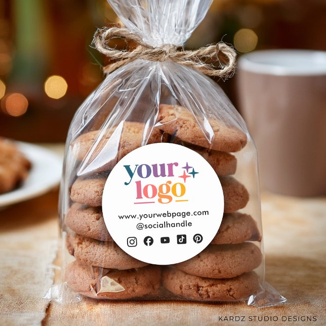 Logo-Symbol für soziale Medien Runder Aufkleber (3 inch sticker shown, personalize and choose size before checkout.)