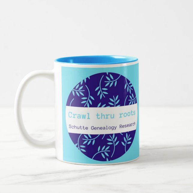 Logo-Tassenschleichen durch Wurzeln Zweifarbige Tasse (Links)