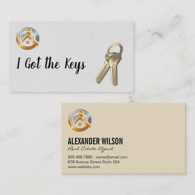 Logo/Tasten für Real Anwesen Agent Visitenkarte (Vorne/Hinten)
