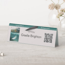 Logo Taupe Aquamarin Autor Werbematerial Tischaufsteller