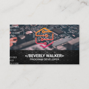 Logo technique Carte de visite de code binaire