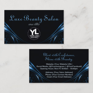 Logo Template Chic Luxe Blüh Ice Blue Visitenkarte