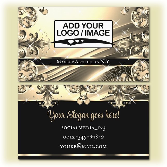 Logo Template Luxus Chic Deluxe Black Gold Golden Visitenkarte (Von Creator hochgeladen)